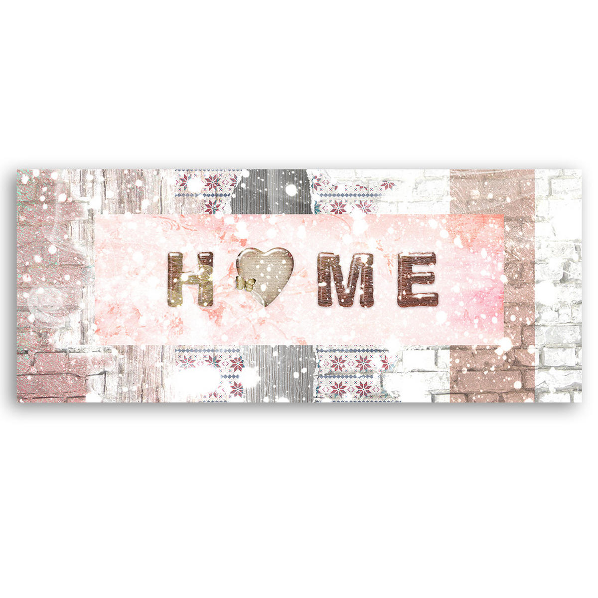 WANDBILD snowy home inschrift - Beige, Textil (90/30cm) - Feeby