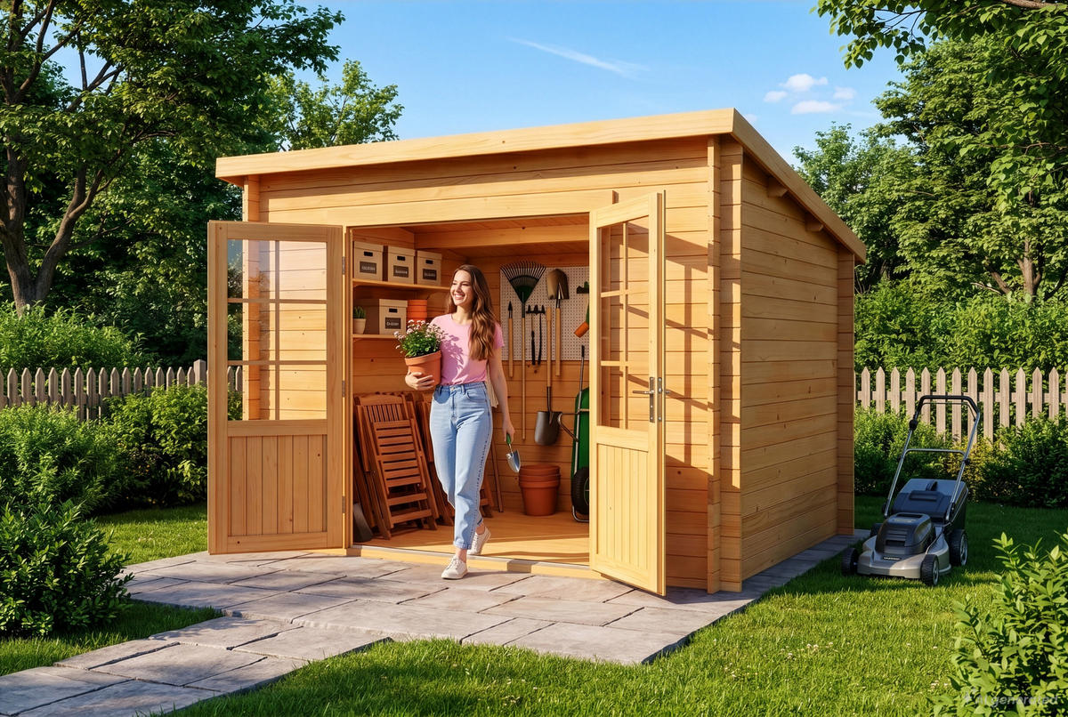 GARTENHAUS Holz Maria - Pinienfarben, Holz (300/228/272cm) - Alpholz