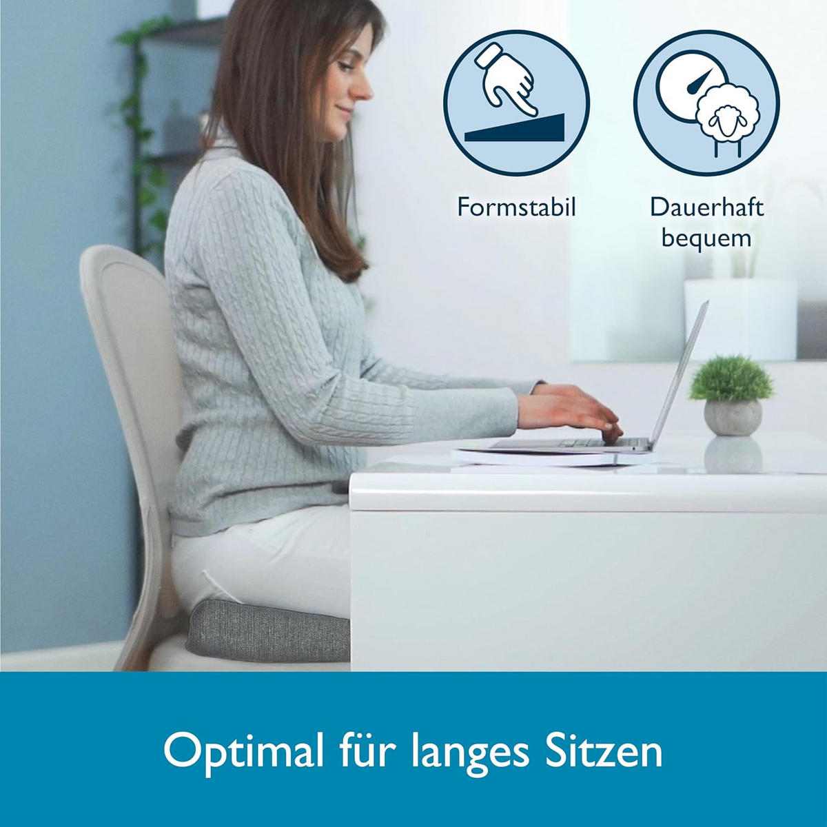 SITZKEILKISSEN BeauErgo 37/33,5 cm Hellgrau - Hellgrau, Textil (37/33/7cm) - Beautissu 