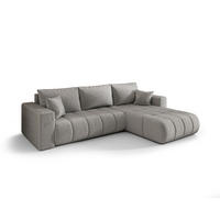ECKSOFA LARA PREMIUM rechts hellgrau Velours Monolith 84 - Schlaffunktion, Bettkasten - Hellgrau, Textil (280/174cm) - Cornero