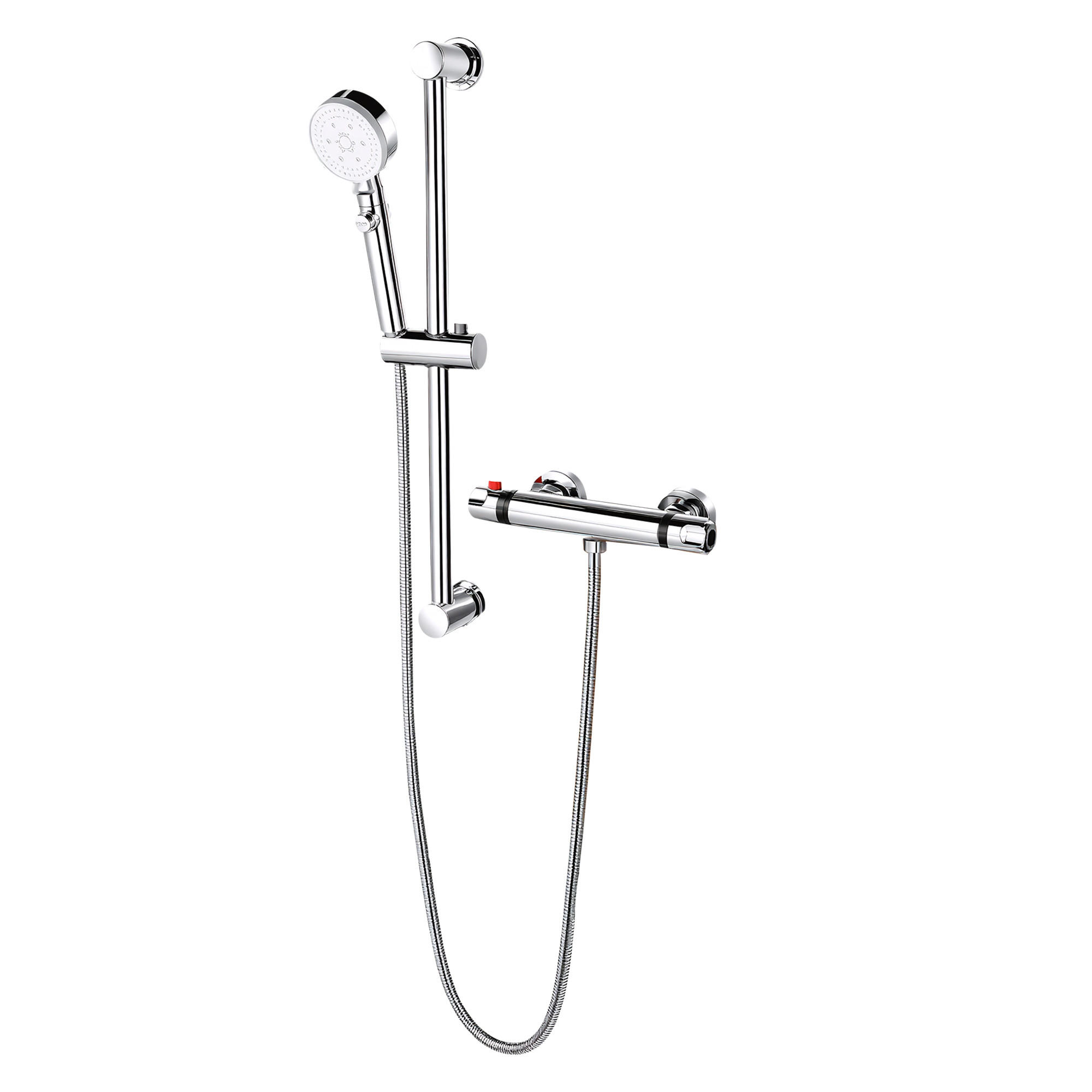 DUSCHSYSTEM Termostatblandare för dusch, krom, med justerbar handdusch Silverfärgad 11.8/30/72 cm