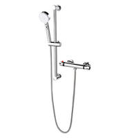 DUSCHSYSTEM Thermostat-Duscharmatur Chrom mit verstellbarer Handbrause - Silberfarben, Metall (30/11.8/72cm) - SHOPENTRA