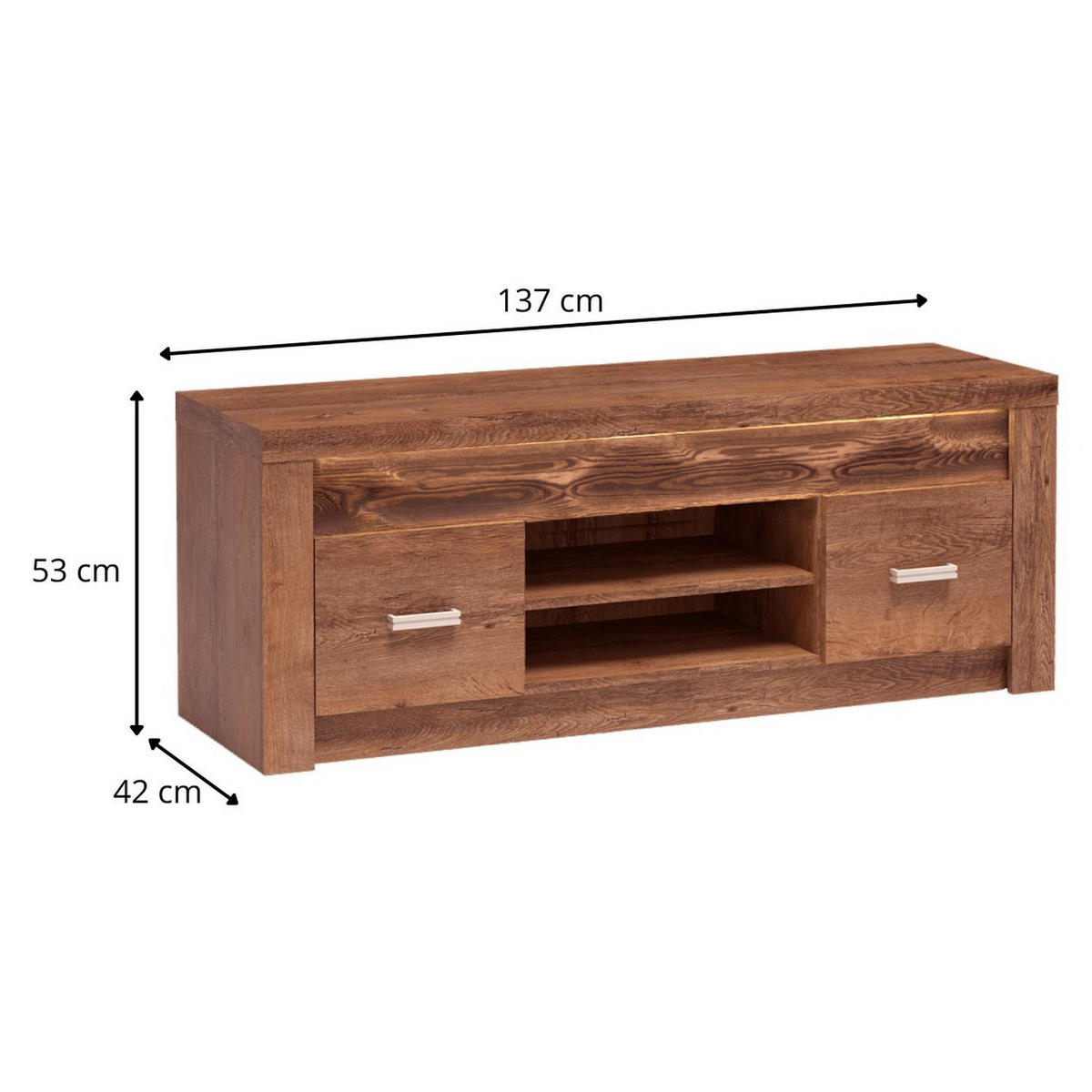 TV-ELEMENT Indianapolis I-9 137 x 53 x 42 cm Esche hell - Braun, Holzwerkstoff/Metall (137/53/42cm) - Koseto