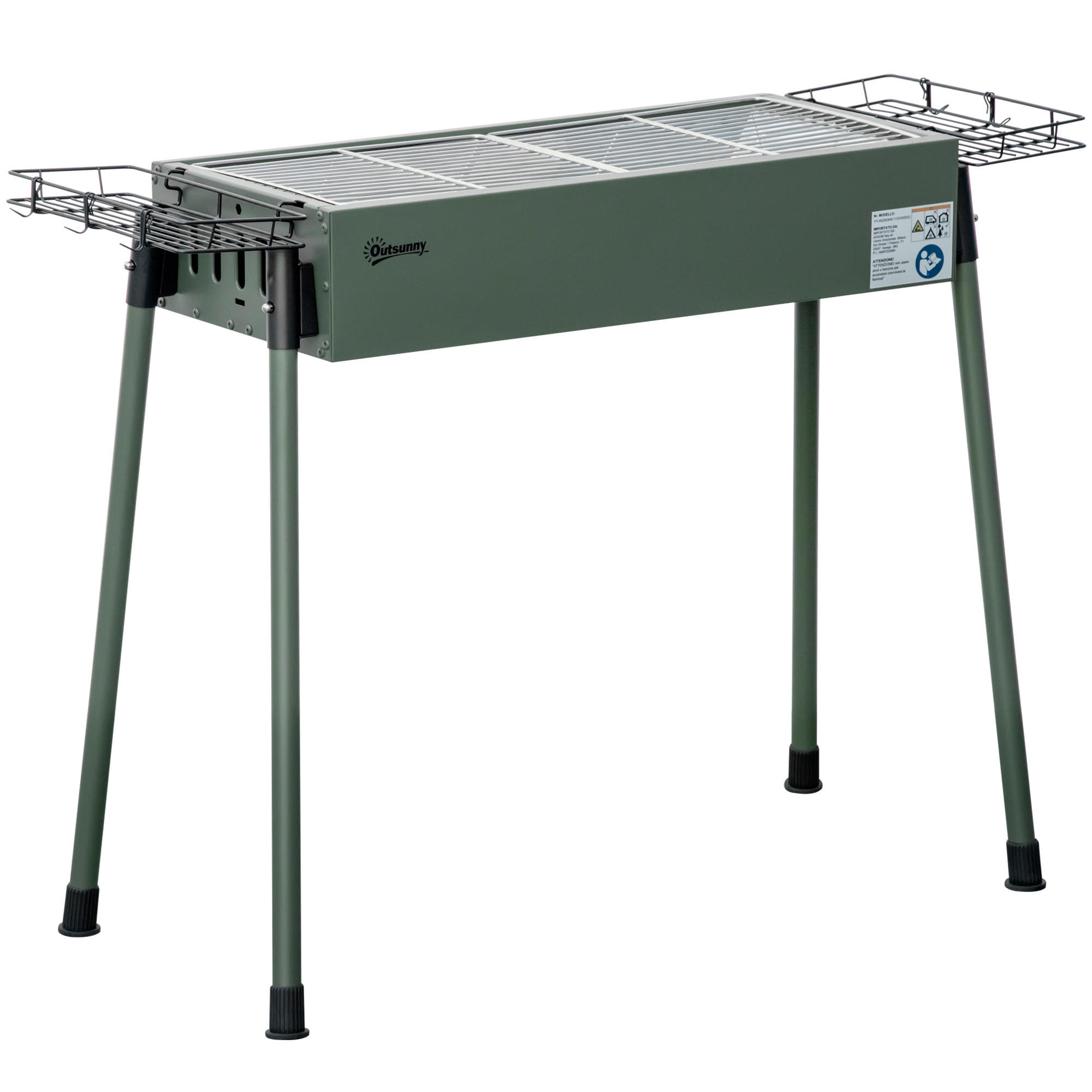 HOLZKOHLEGRILL - Grün, Metall (30/70/77cm) - Outsunny