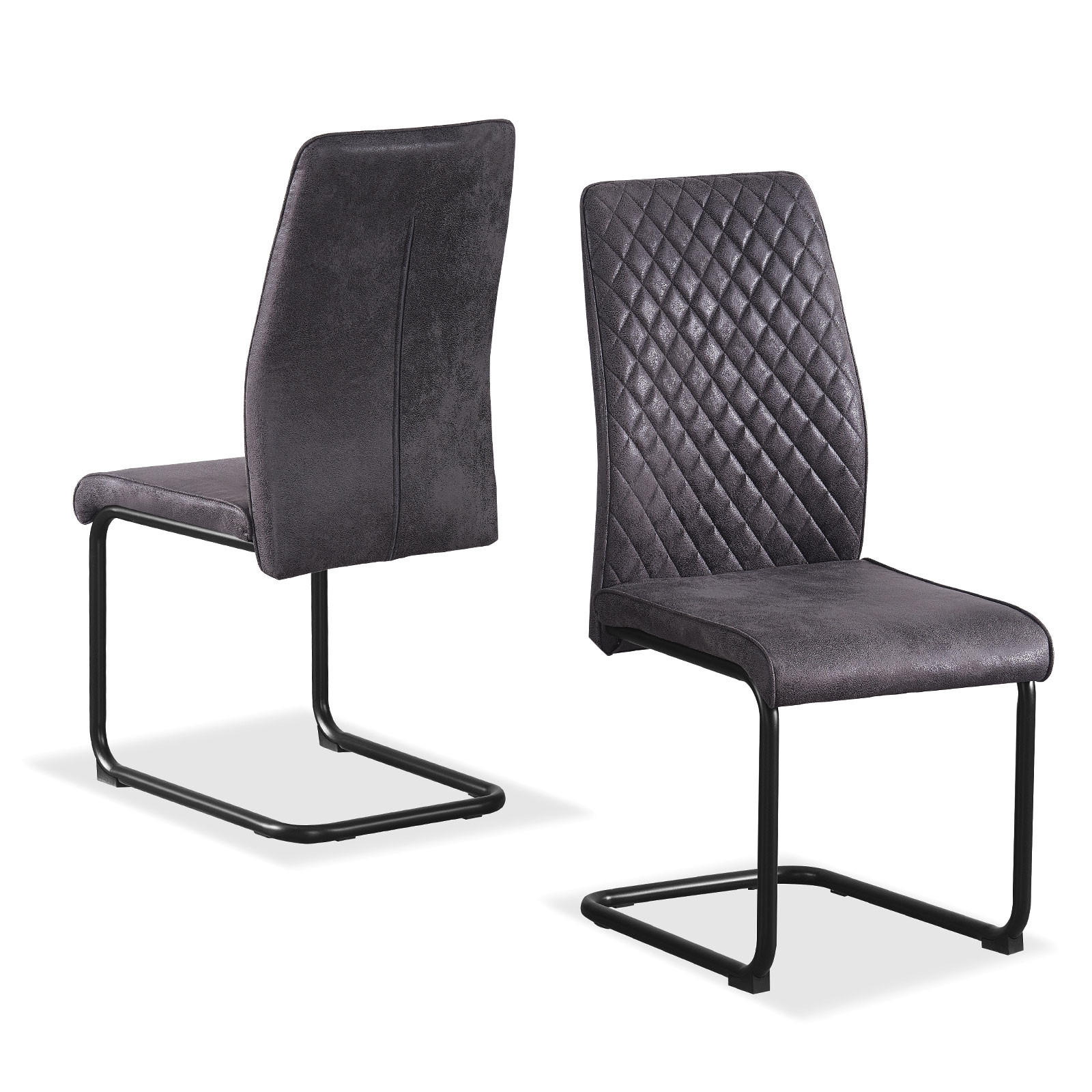 SCHWINGSTUHL THEO Anthrazit 2 Stück - Anthrazit, Textil/Metall (44/98/58cm) - B&D Home