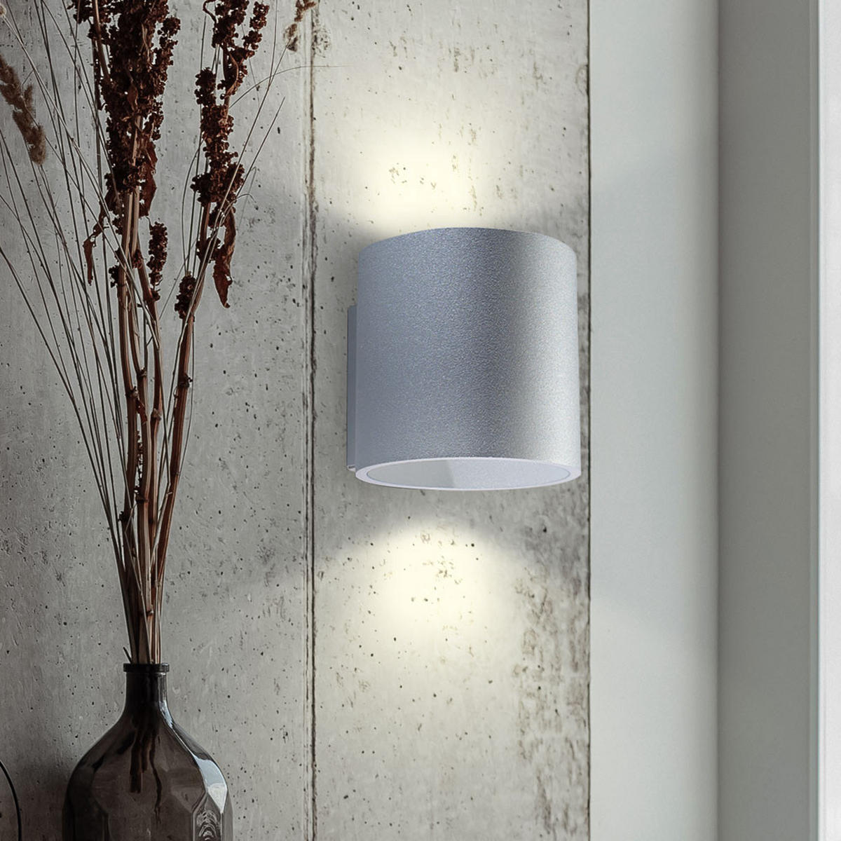 WANDLEUCHTE Aluminium Grau rund - Grau, Metall (12/12/10cm)