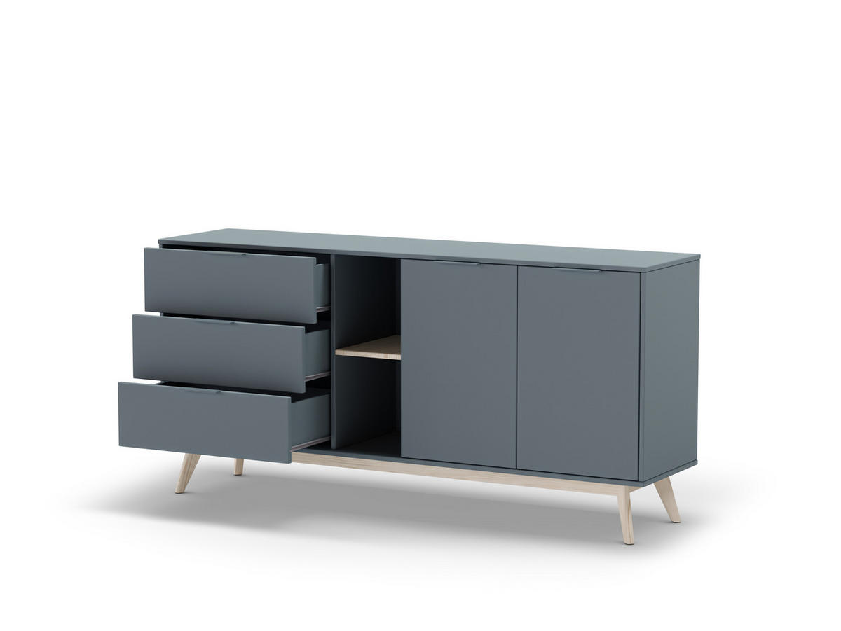 KOMMODE Pisco Grün 165/40/81 cm - Grün, Holz (40/81/165cm) - Calicosy