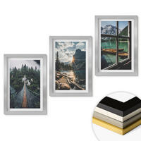 WANDBILDER 3er Set - 20x30 cm Silberner Rahmen - Brücke, Wald, See, Boote, Berge - Silberfarben, Kunststoff (20/30cm) - ArtPrintCave