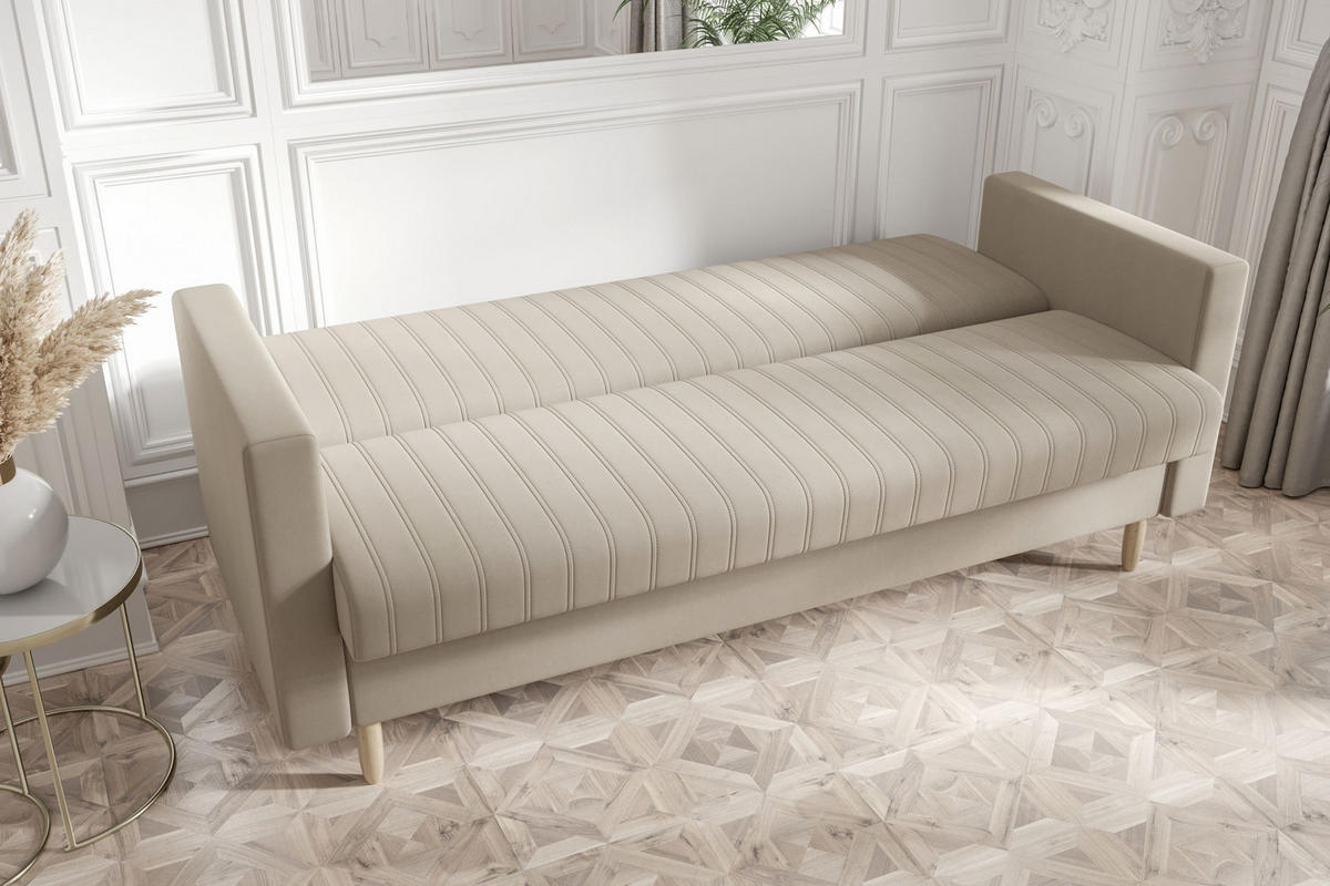 SOFA MELISA mit Schlaffunktion RIVIERA 95 mit Stauraum - Grau, Textil (87/95/216cm) - Bedante