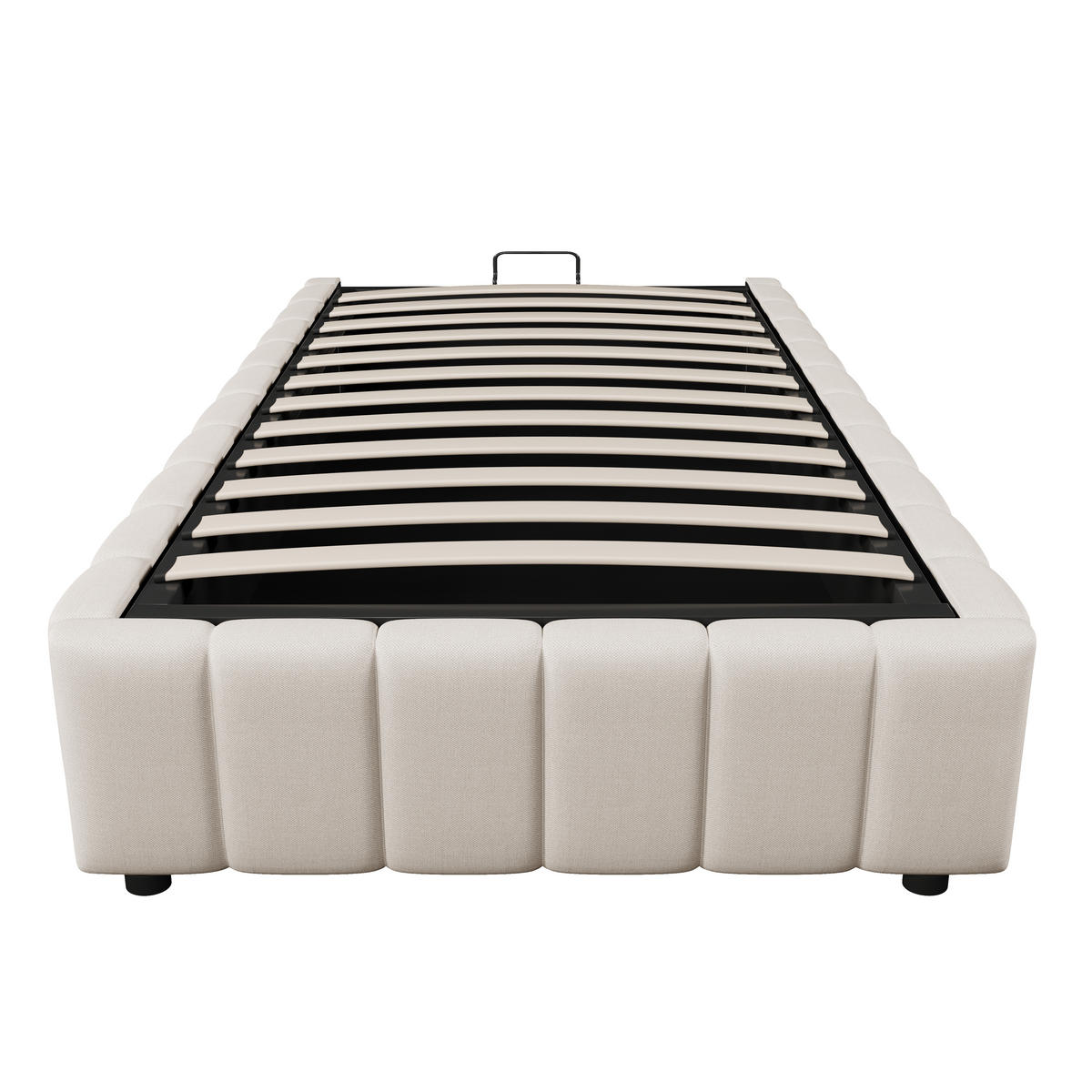 POLSTERBETT 90x200cm Beige hydraulische Lagerung ohne Kopfteil - Beige, Holz (90/200cm) - FLIEKS