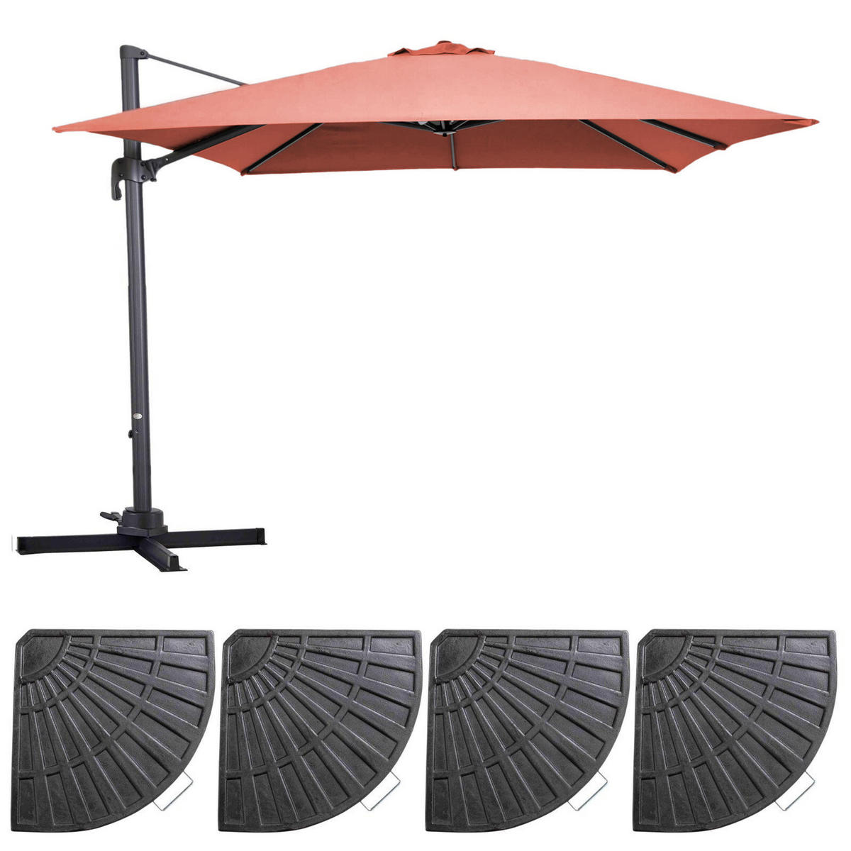 SONNENSCHIRM, Terrakotta - Rot, Metall (300/300cm) - Oviala