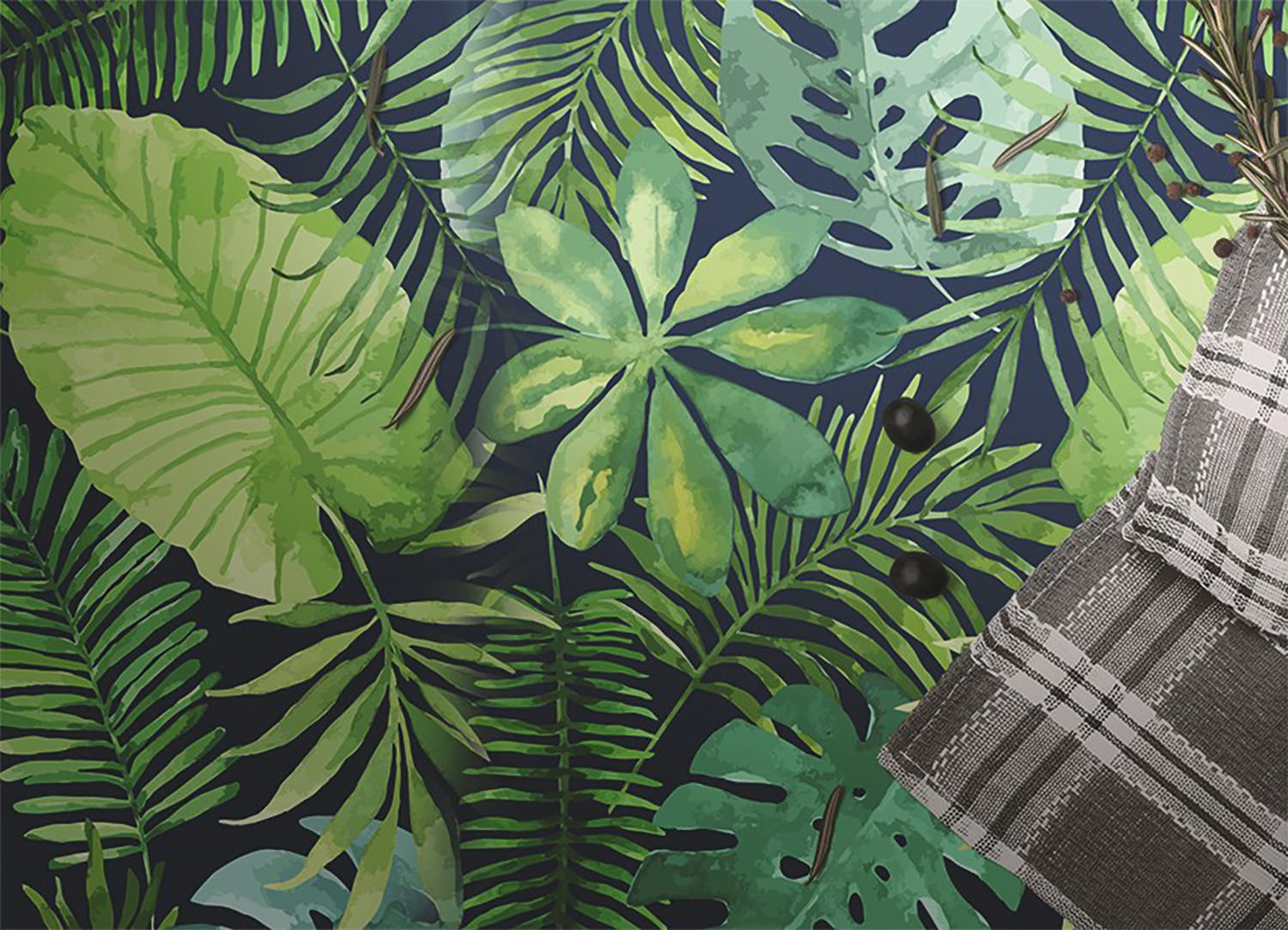 VINYL TEPPICH 150x225 cm Tropische Blätter - Grün, Kunststoff (150/225cm) - TULUP