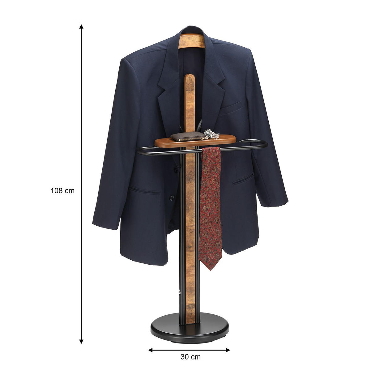 HERRENDIENER FABIO - Dunkelbraun/Schwarz, Metall (45/108/30cm) - IDIMEX