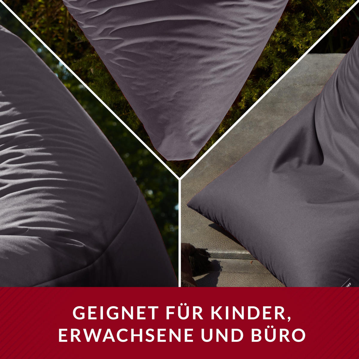 OUTDOOR SITZSACK Triangle 150x100x100cm - Anthrazit, Textil (100/100/150cm) - Green Bean