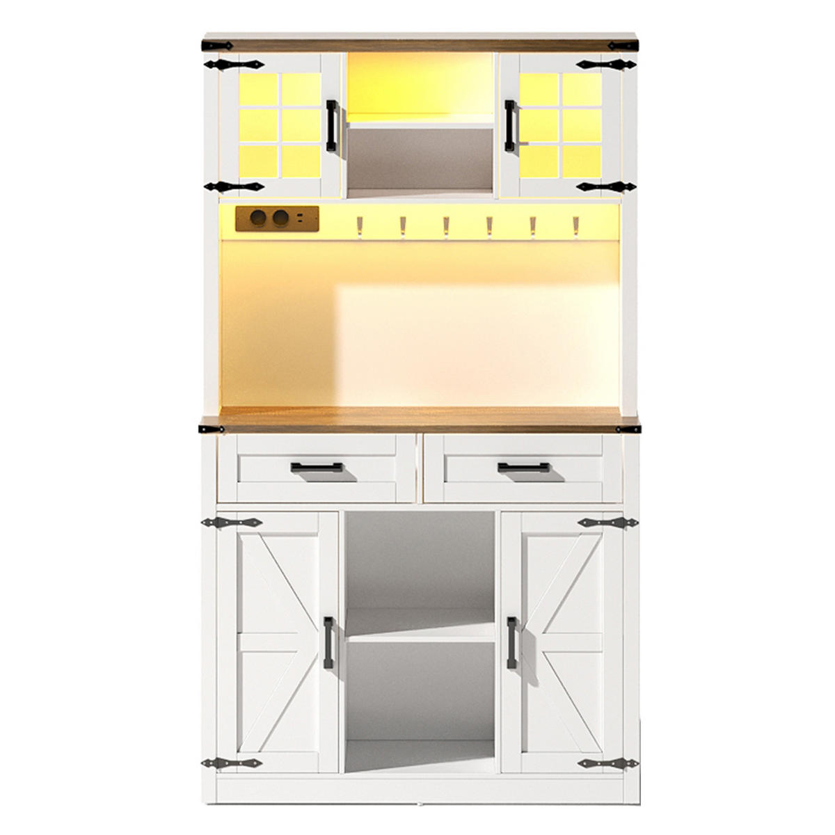 HIGHBOARD Barschrank & Küchenbuffet 100 cm in Weiß/Eiche - Weiß, Holzwerkstoff (100/172/40cm) - Urban Meuble