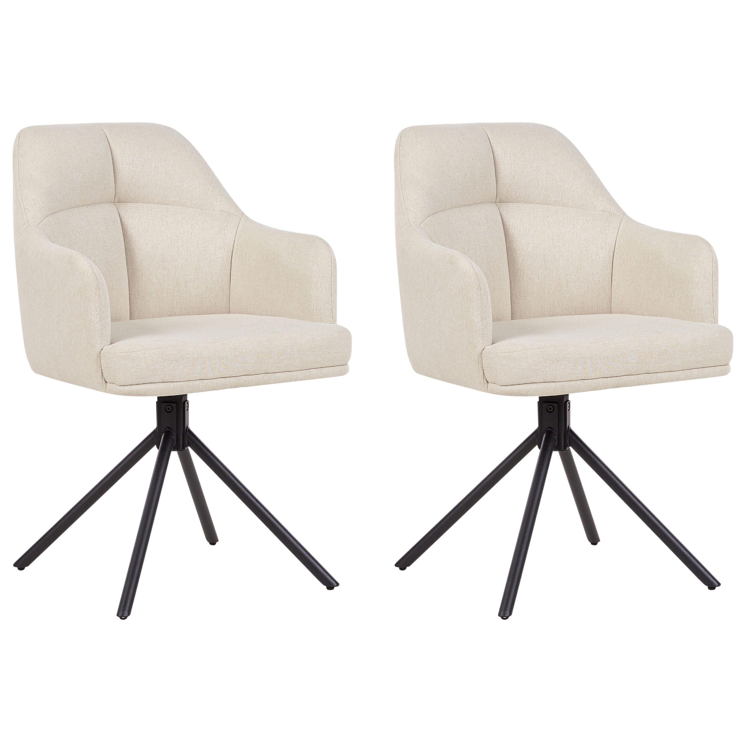 ESSZIMMERSTUHL 2er-Set Beige Mira - Beige/Schwarz, Textil (46/84/60cm) - Beliani