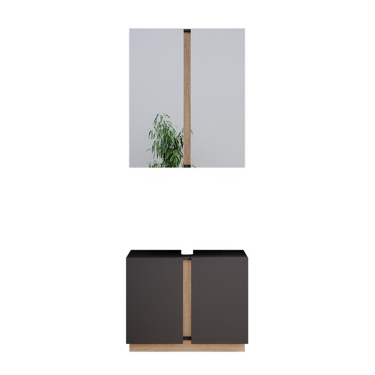 BADMÖBEL-SET Gloria Anthrazit 2 Teile - Anthrazit/Sonoma Eiche, Holzwerkstoff (70/55/34cm) - Vicco