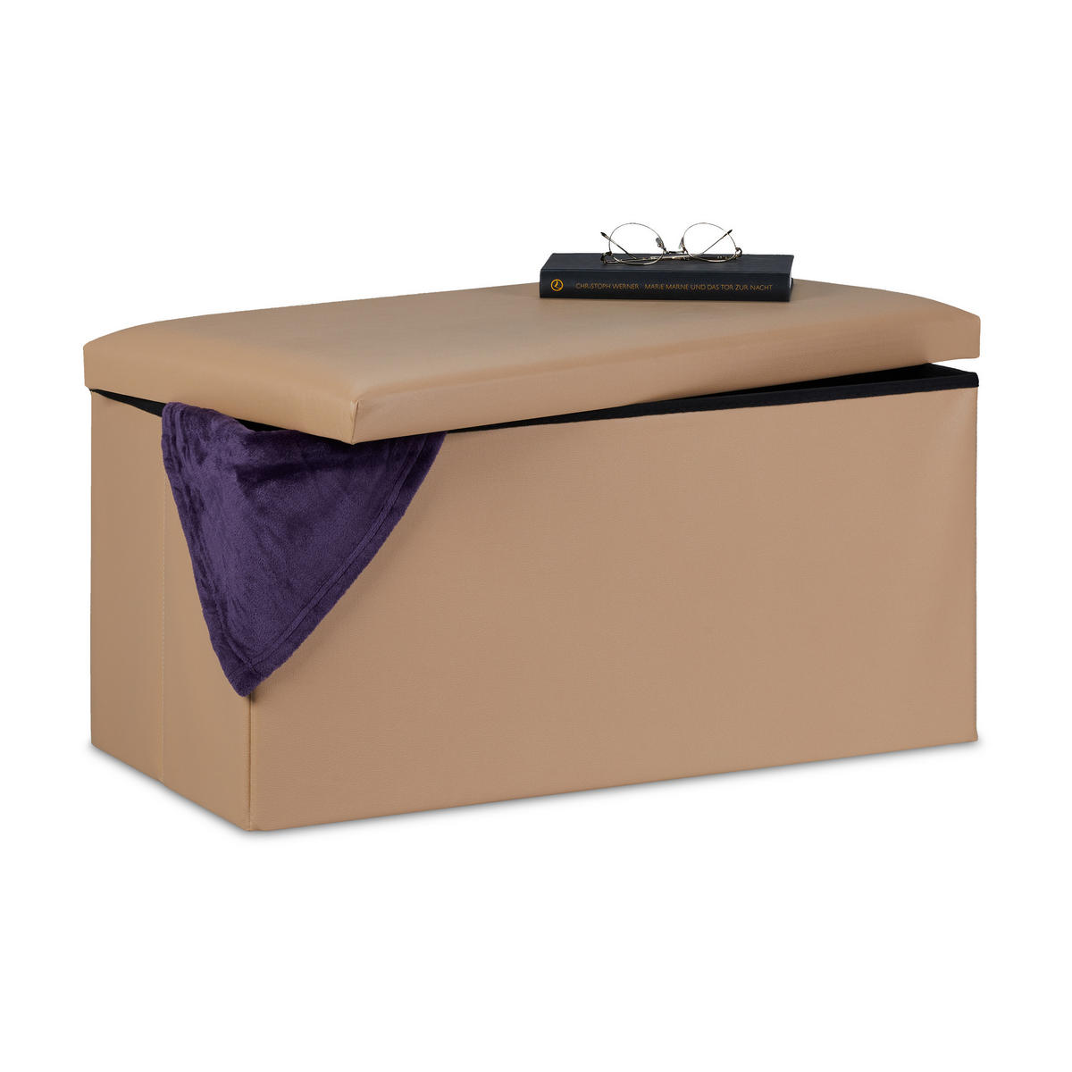 SITZBANK - Beige, Holzwerkstoff/Kunststoff (76.5/37.5/38.5cm) - Relaxdays