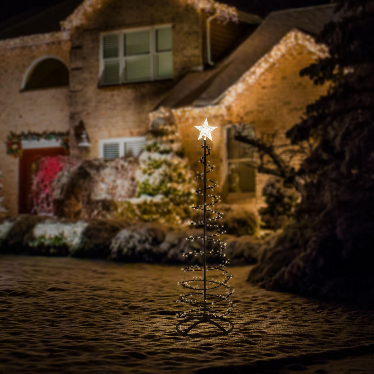 LED WEIHNACHTSBAUM Außen 150 cm Weihnachtsdeko mit Lichterkette 524 LED Warmweiß - Schwarz, Kunststoff (150cm) - ECD-Germany