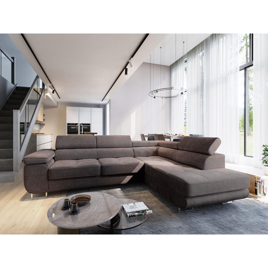 Thumbnail - Masseno Ecksofa, Braun, Holz, 4-Sitzer, L-Form,L-Form, 276x202 cm, Wohnzimmer, Sofas & Couches, Wohnlandschaften, Ecksof...