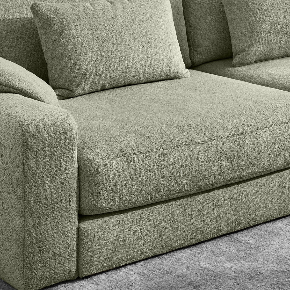 BIG-SOFA mit Federkern B290/T135/H90 cm extratief, Liegefläche 122x240 cm, Flachgewebe Hellgrün / 15247 - Schwarz/Hellgrün, Kunststoff/Textil (290/90/135cm) - luma-home