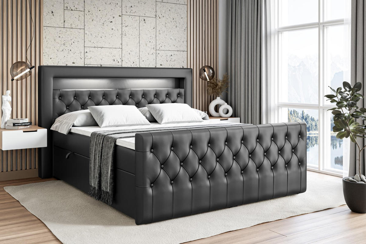 BOXBETT AURORA - 180x200 - H4 - Schwarz Hochglanz - Schwarz Hochglanz, Holzwerkstoff (180/200cm) - ALTDECOR