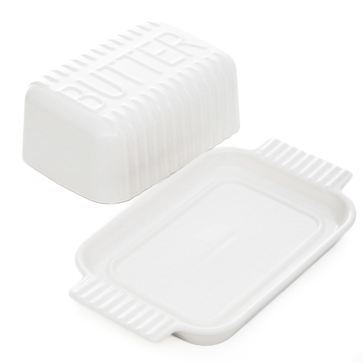BUTTERDOSE Felis weiß 22/13/7 cm - Weiß, Keramik (13/7/22cm) - Homla