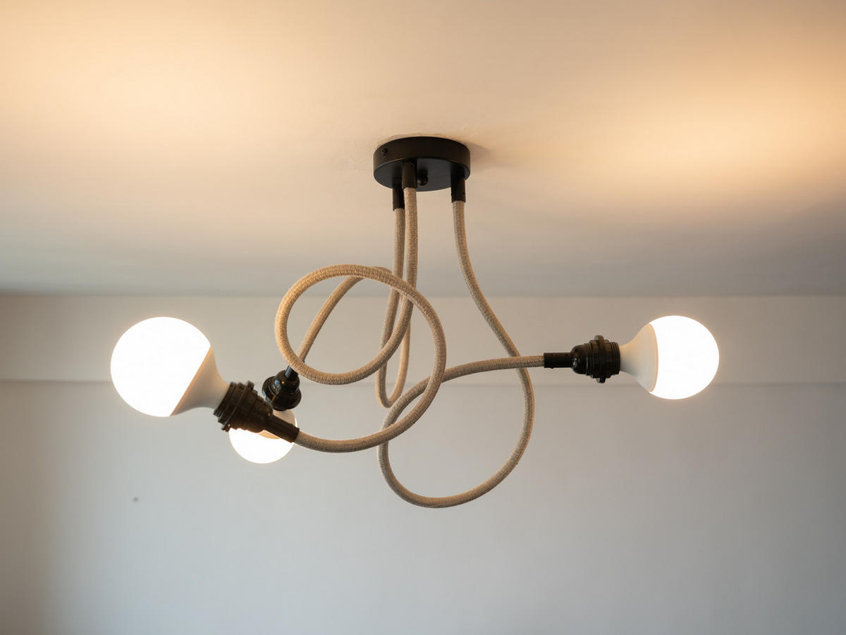 PENDELLEUCHTE TWIST 3 Flammig - Beige/Schwarz, Naturmaterialien (90/12/90cm) - HOOPZI