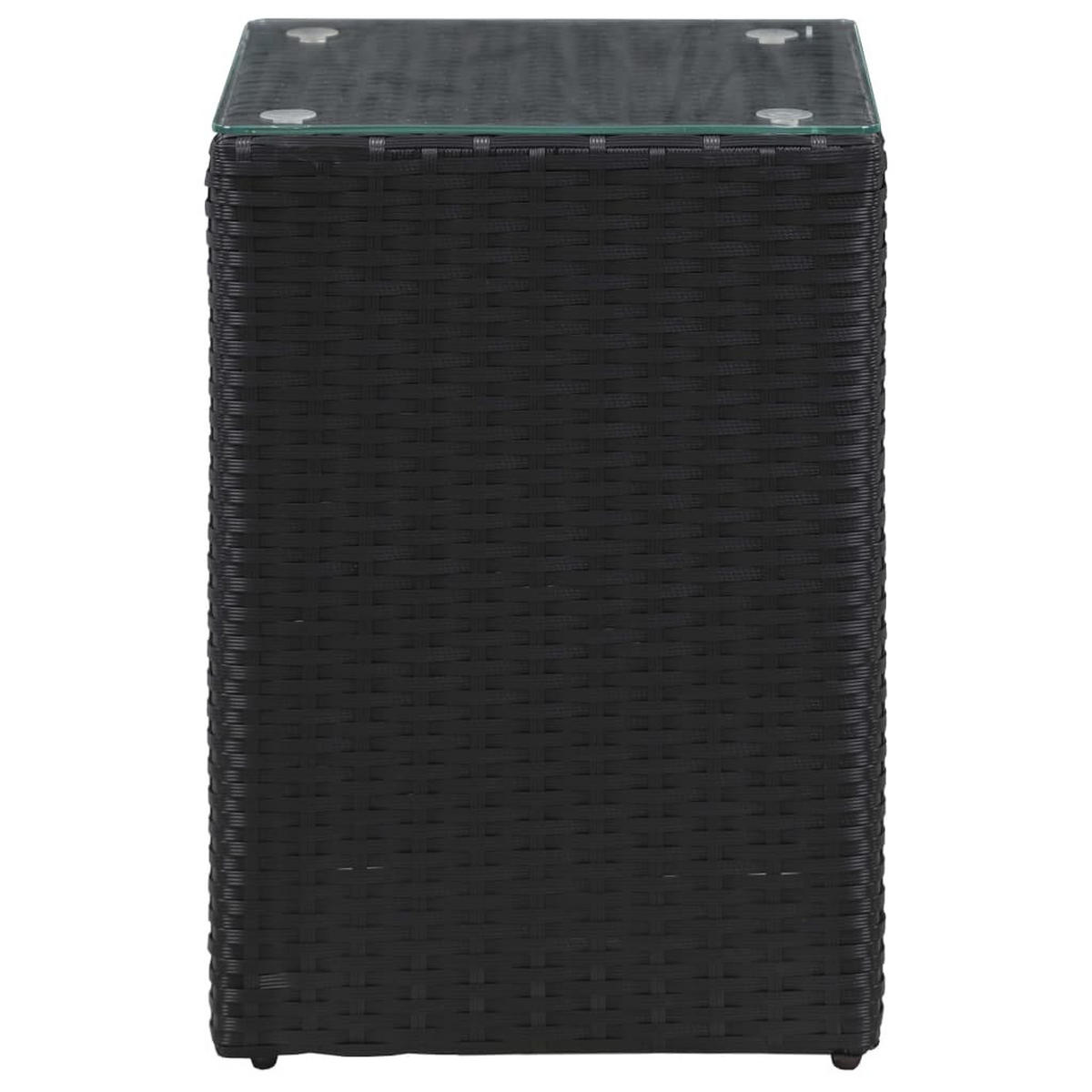 BEISTELLTISCHE 3er set Mit Glasplatte Schwarz Poly Rattan - Schwarz, Kunststoff/Metall (40/40/62cm) - vidaXL