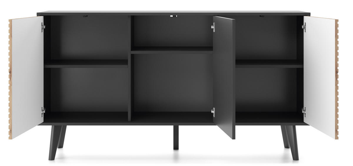 KOMMODE CONE K154 - Eichefarben/Schwarz, Holzwerkstoff (154/83/39cm) - Lookway