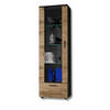 VITRINE ALESSANDRIA, Wotan - Eiche Wotan/Schwarz, Glas/Holzwerkstoff (60/192/42cm) - Komodee