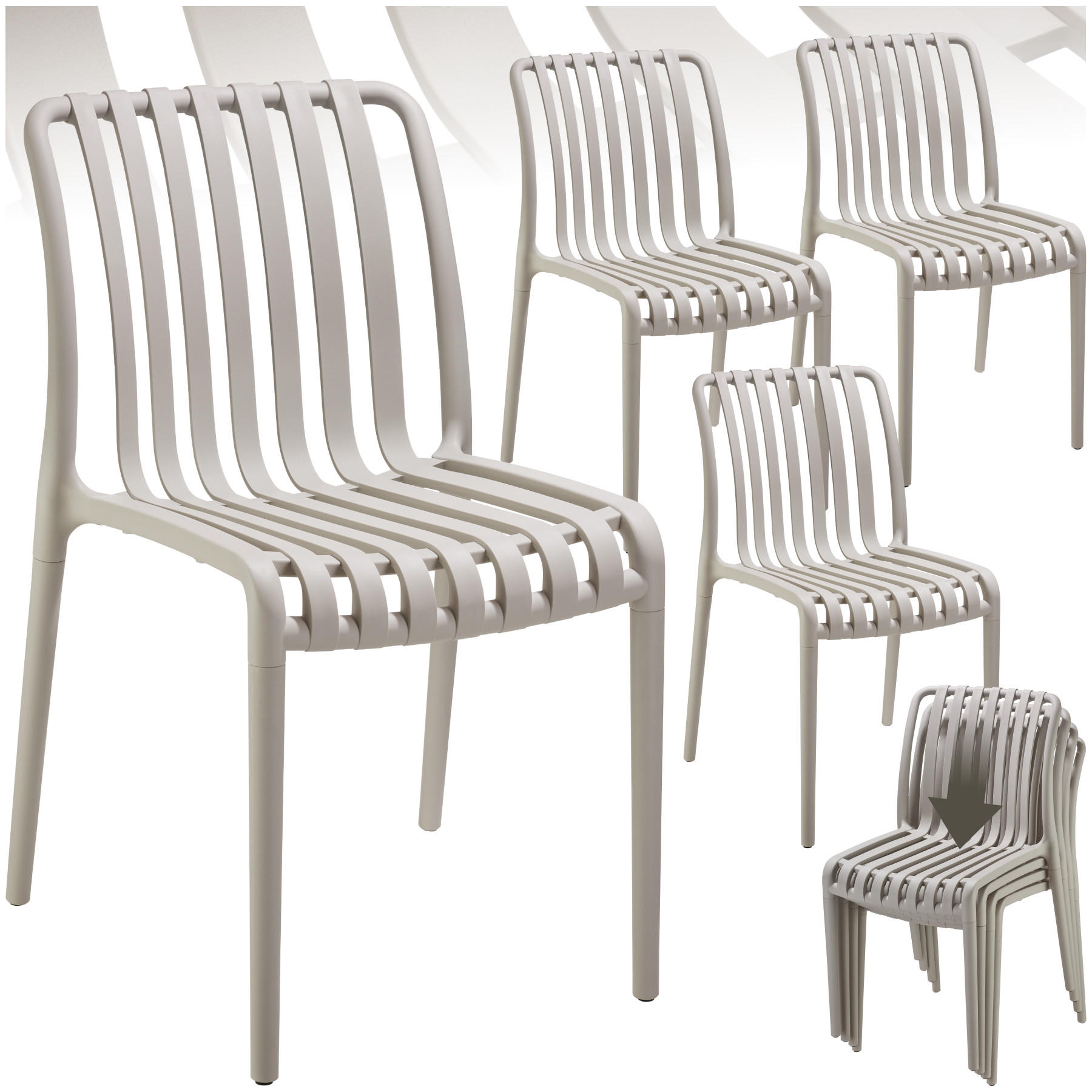 GARTENSTÜHLE Alcudia,47 x 58 x 80,5 cm, Belastbarkeit 110 kg,taupe - Taupe, Textil (47/80.5/58cm) - tectake