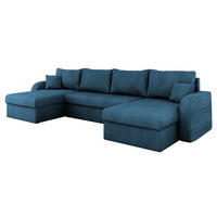 ECKSOFA Kris U Cord - Blau/Schwarz, Holz/Kunststoff (304/80/140cm) - MIRJAN24