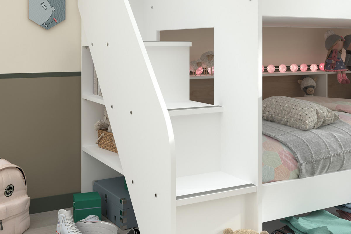 ETAGENBETT Bibop 1 in Weiß und Jackson Eiche mit Bettschubkasten - Weiß, Holzwerkstoff (90/190cm)