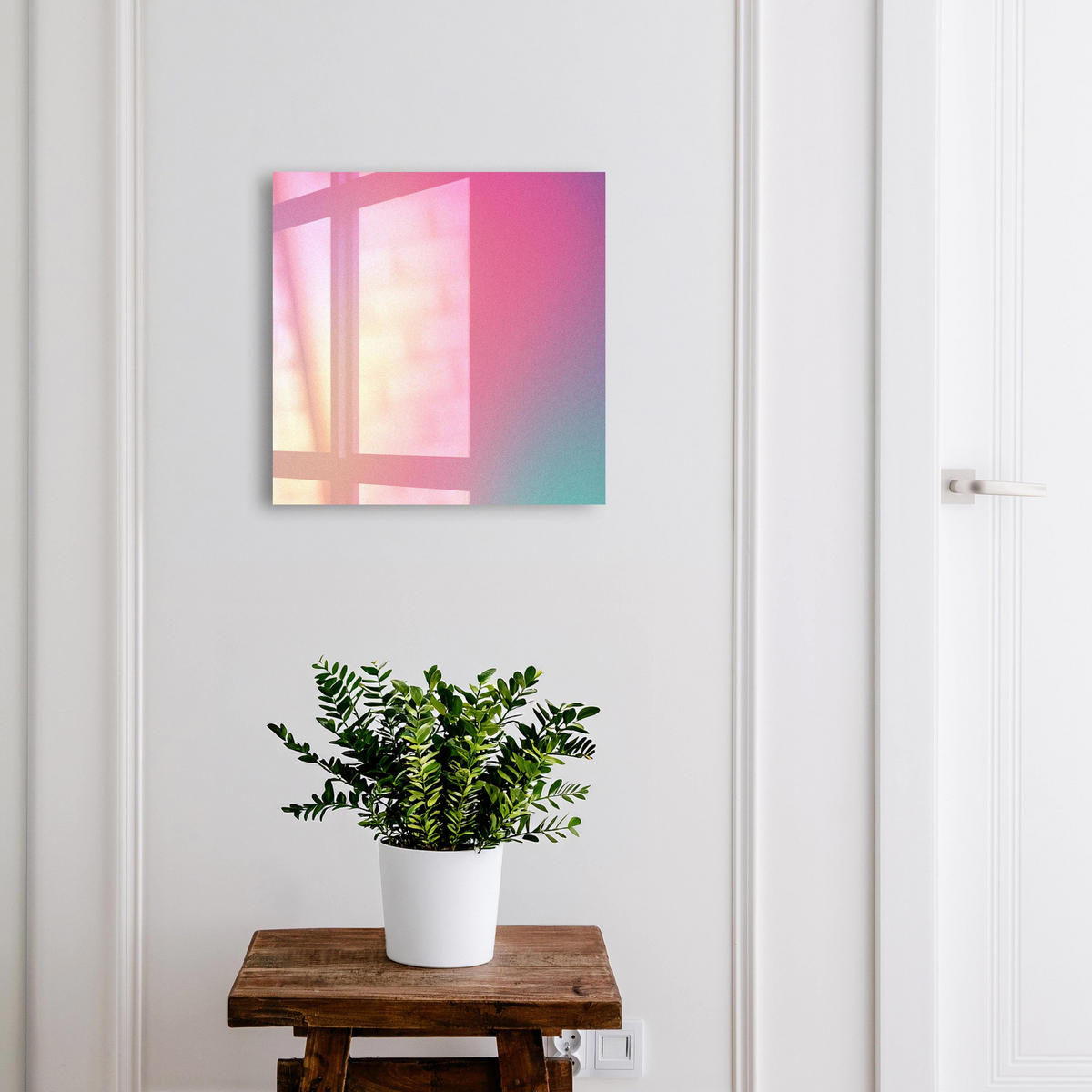 SCHLÜSSELBOX Schwarz 30x30 cm- Türöffnung nach rechts - Pastellfarbener Farbverlauf - Pink, Metall (30/30/5cm) - TULUP