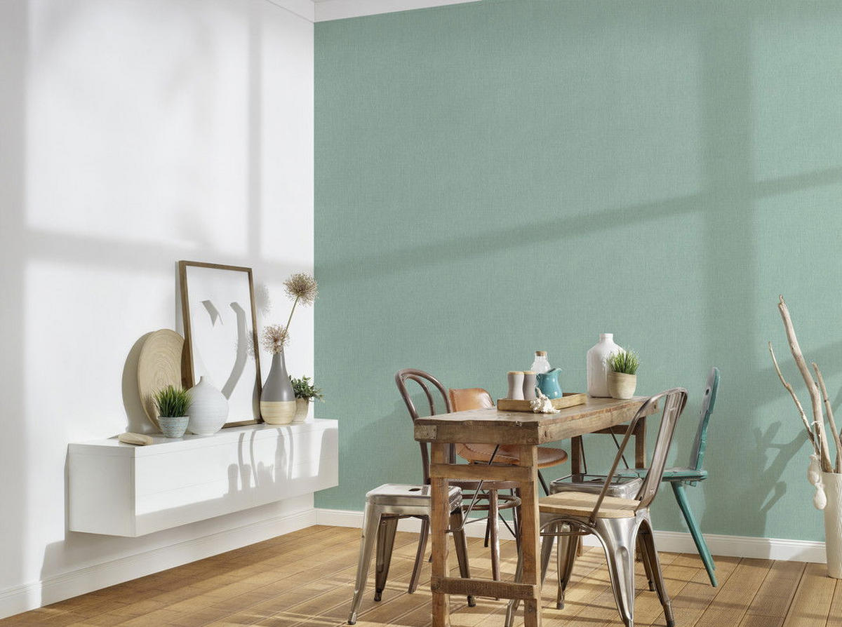 VLIESTAPETE Grün 53/1005 cm - Türkis, Textil (53/1cm) - KUNSTLOFT