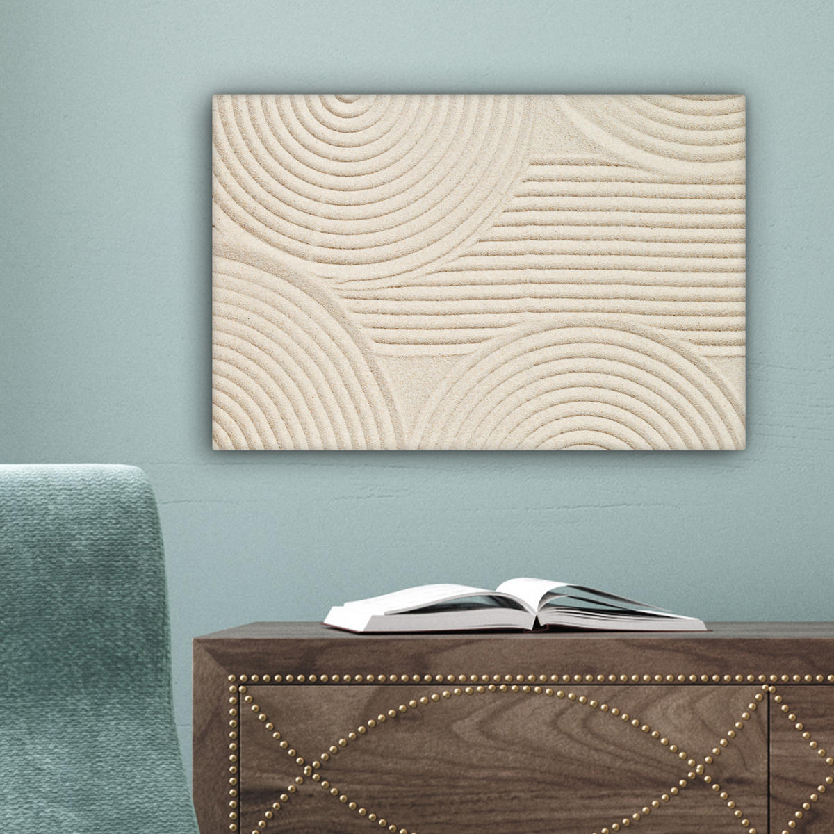 LEINWANDBILD Muster - Abstrakt - Weiß Deko Schlafzimmer 30x20 cm - Beige, Textil (30/20cm) - MuchoWow