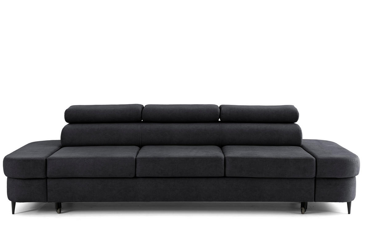 3-SITZER Sofa PRIAM mit Schlaffunktion 125x317 Velours Schwarz - Schwarz, Holz/Textil (278/95/102cm) - Muffo