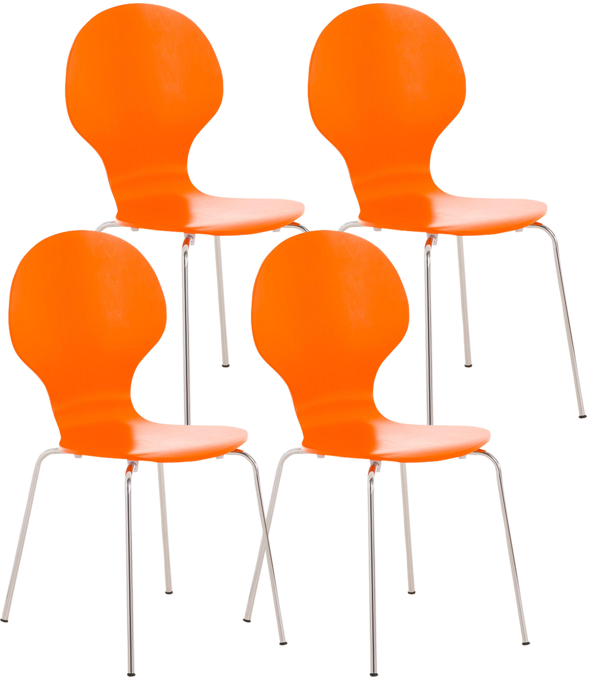 BESUCHERSTUHL 4er Set Holz orange - Orange, Holz/Metall (43/86/45cm) - CLP