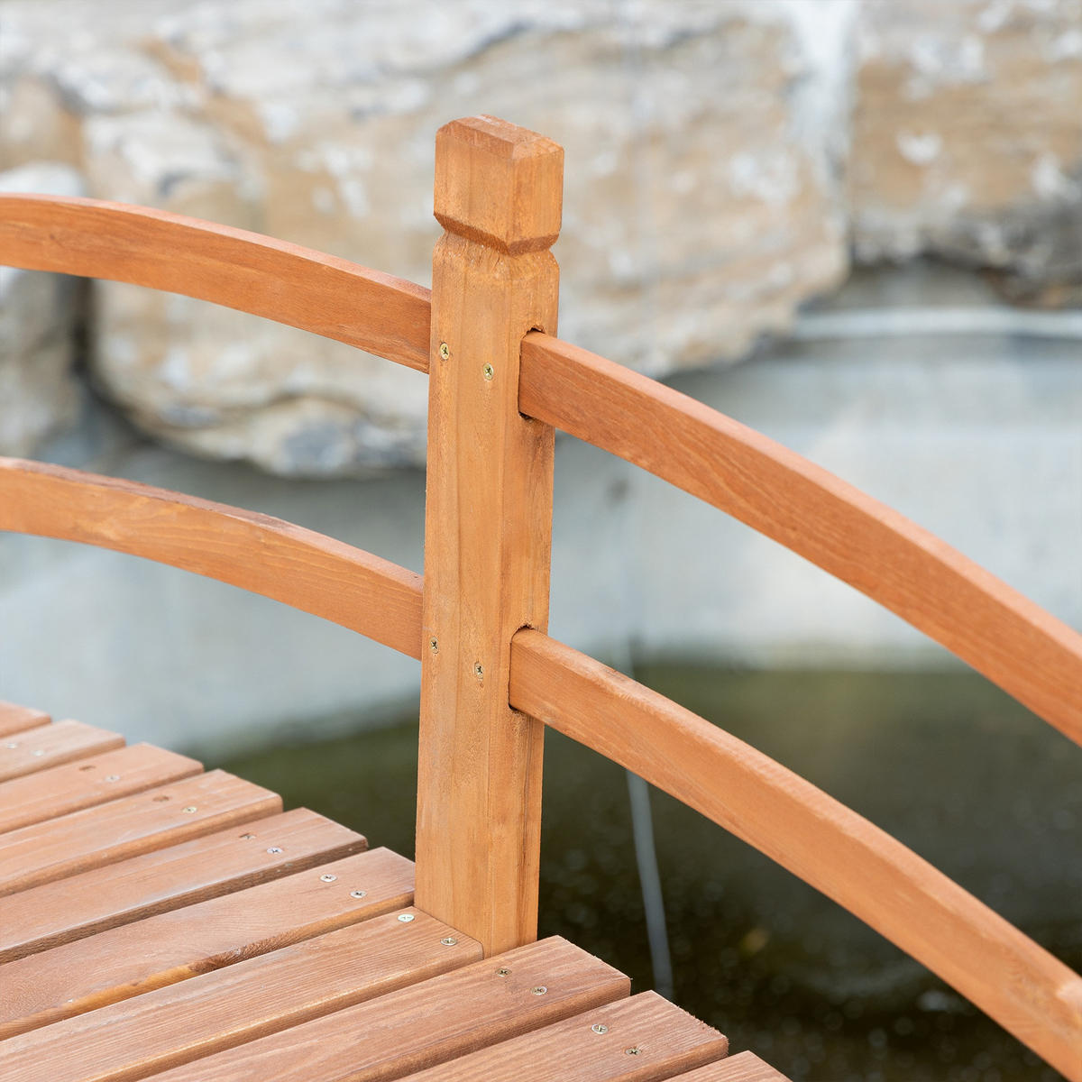 GARTENBRÜCKE, Tannenholz, Orange - Orange, Holz (185/72/58cm) - Outsunny
