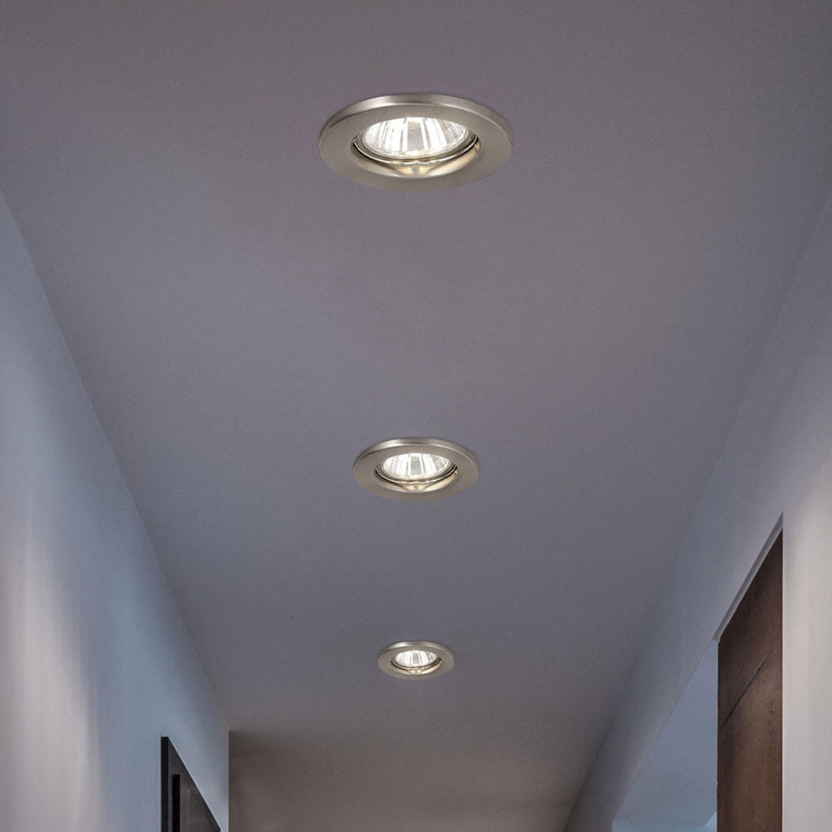 LED DECKENLEUCHTE Metall Silber 3er Set - Silberfarben, Glas (8/8/14cm) - Globo Lighting