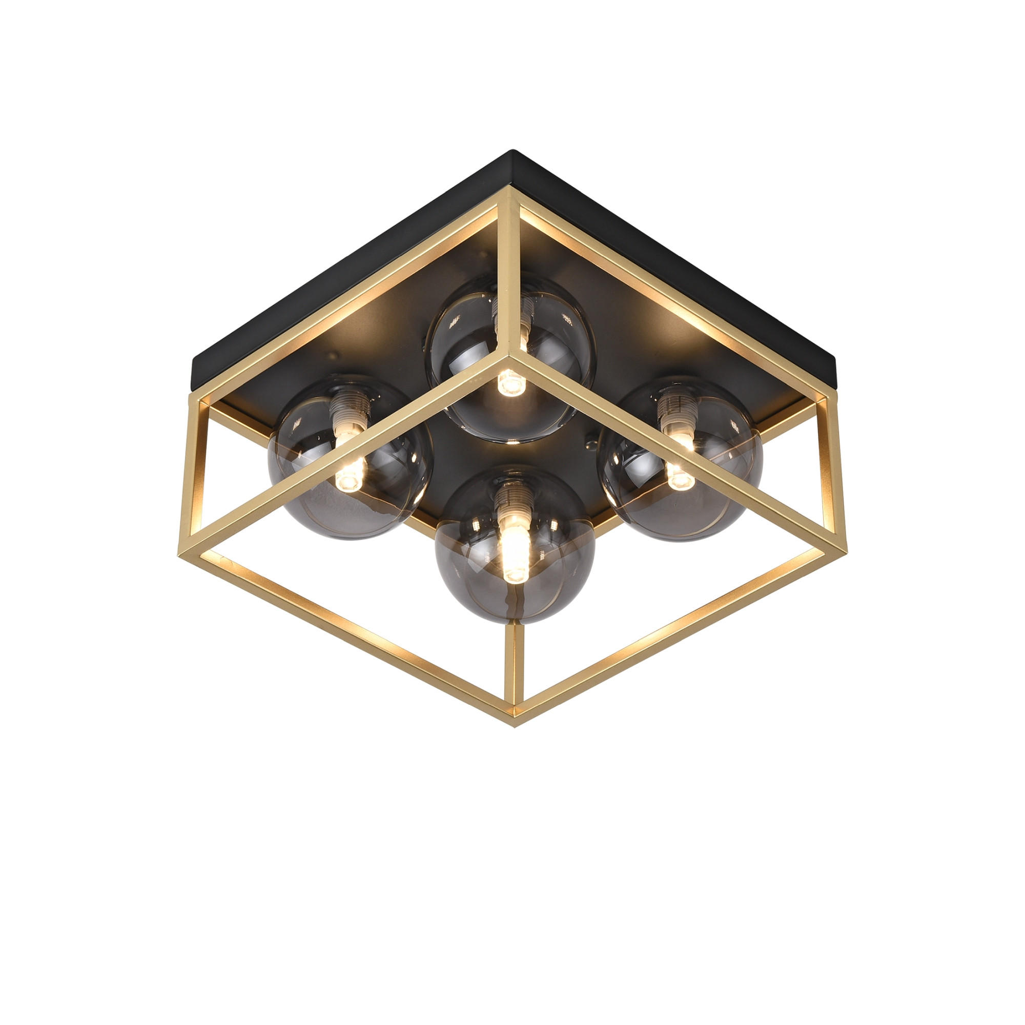 DECKENLEUCHTE Widnes - Goldfarben/Schwarz, Glas/Metall (28/28/14.5cm) - lux.pro