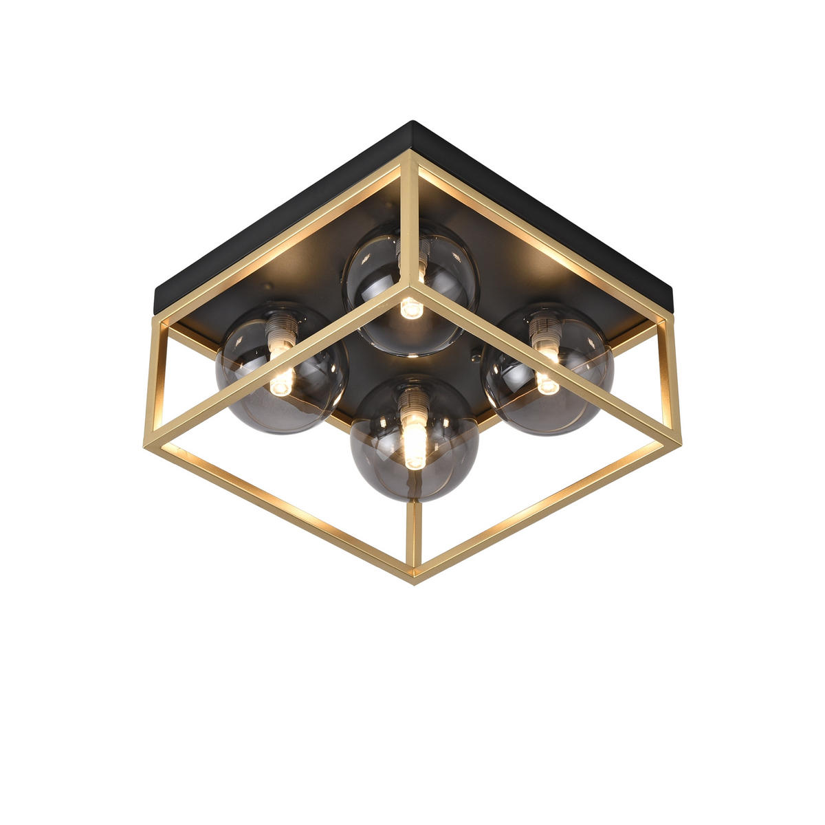 DECKENLEUCHTE Widnes - Goldfarben/Schwarz, Glas/Metall (28/28/14.5cm) - lux.pro