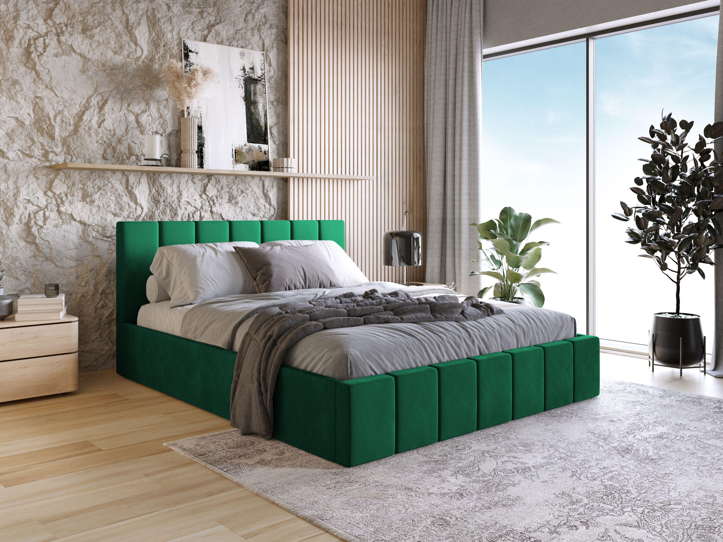 POLSTERBETT Doppelbett PESARO 120x200 cm, Grün - Grün, Textil (120/200cm) - Fedve