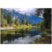 FOTOTAPETE 3D Effekt See Landschaft Wohnzimmer 350x250 - Multicolor, Papier (350/250cm) - Wallarena