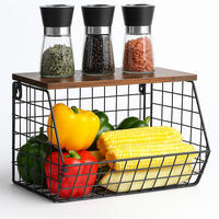 OBSTKORB Wandregal - Schwarz, Holzwerkstoff/Metall (30cm) - Relaxdays