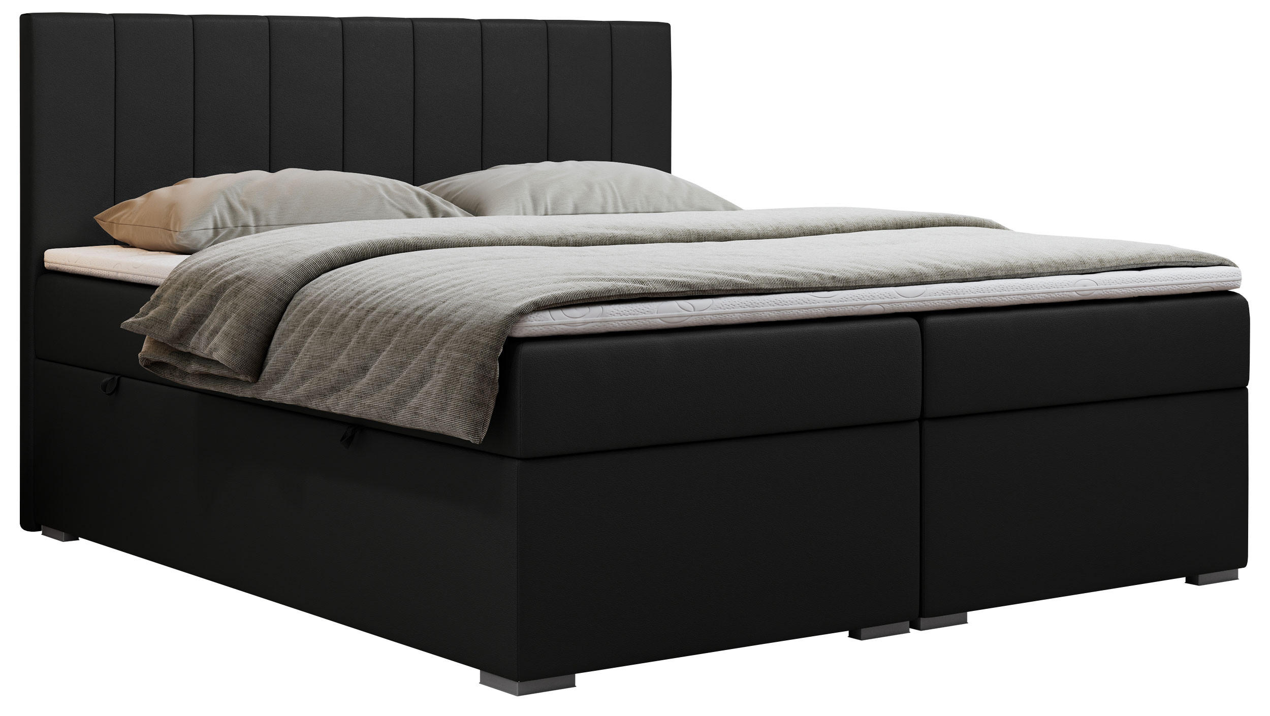 BOXBETT LOPE 140/200 - Schwarz Kunstleder - H3 - Schwarz, Holz/Textil (140/200cm)