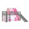 HOCHBETT mit Rutsche Karolina Massivholz Grau Textilset Princess 2 - Magenta/Grau, Holz (90/200cm) - 58aufmkessel