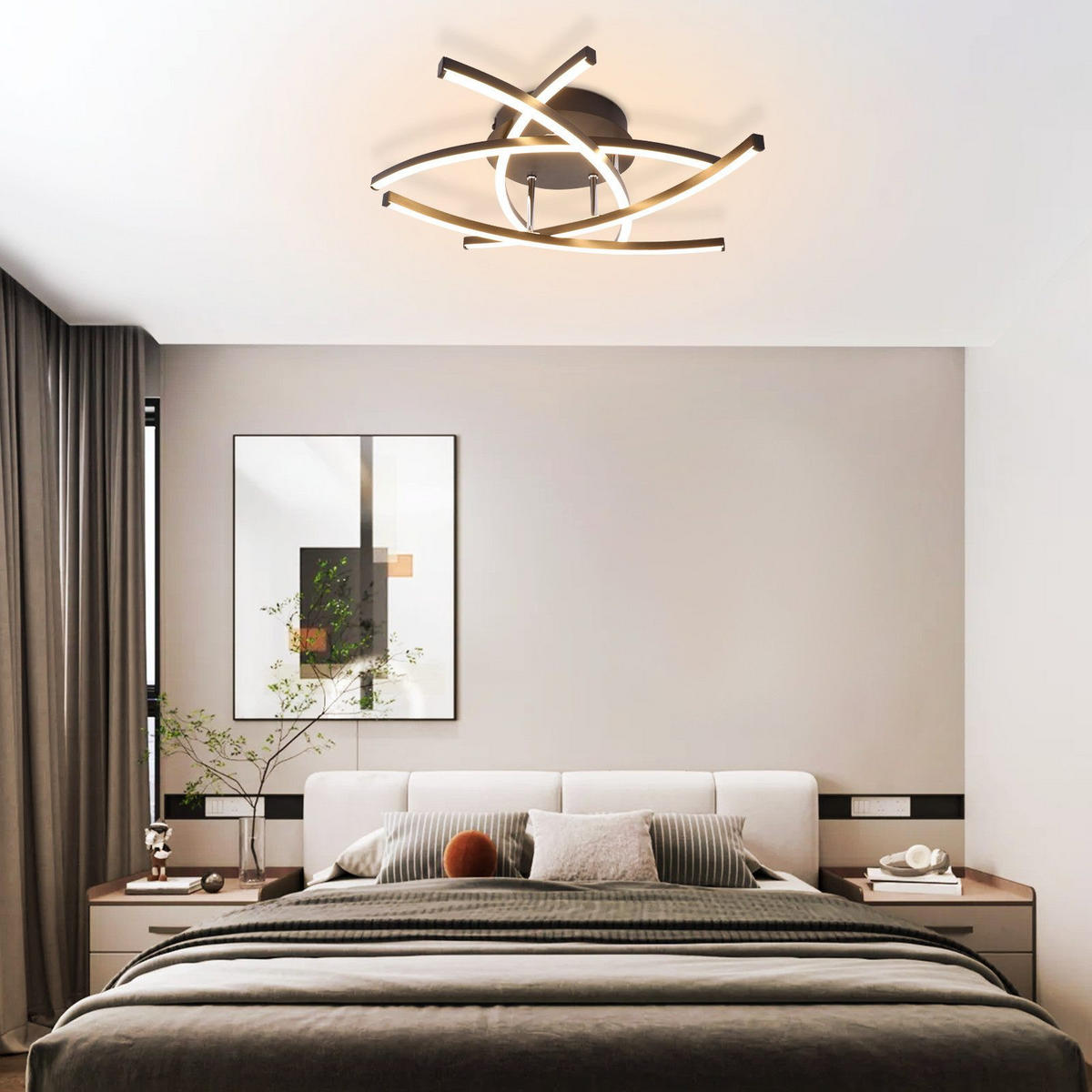 LED-DECKENLEUCHTE Lumbard 52/52/13cm - Schwarz, Metall (52/52/13cm) - Nettlife