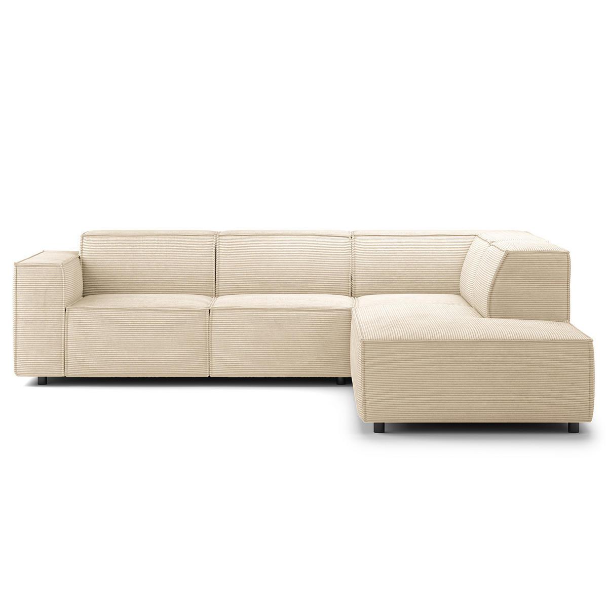 ECKSOFA mit Ottomane - Beige/Schwarz, Kunststoff/Textil (260/234cm) - home24